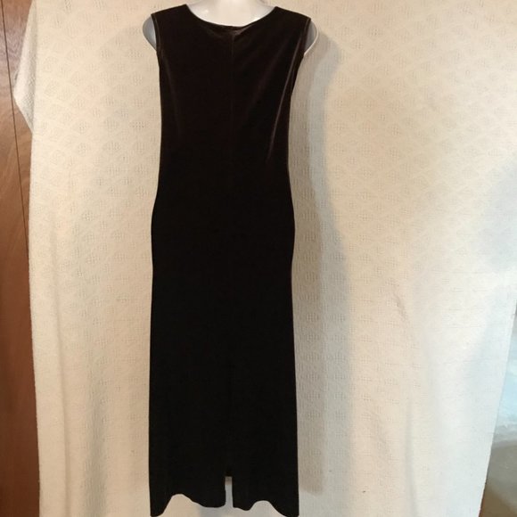 Vintage Velour Maxi Dress - Bodycon - Chocolate Brown - Picture 3 of 10